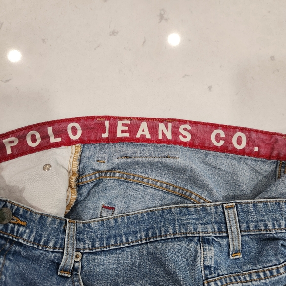 VTG Polo Jeans Co Ralph Lauren Banner Denim Shorts Mens 38 Inseam 11" Y2K Baggy - Picture 4 of 11